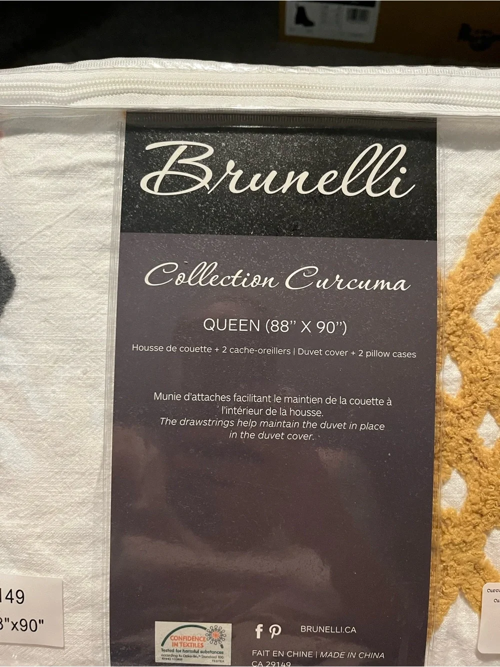 Pietro Brunelli Mustard & Black Geometric Striped Cotton Duvet Cover Set NWT